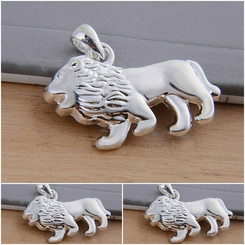 STERLING 925 silver 20″ necklace LION JUNGLE ZOO ANIMAL pendant male female mom