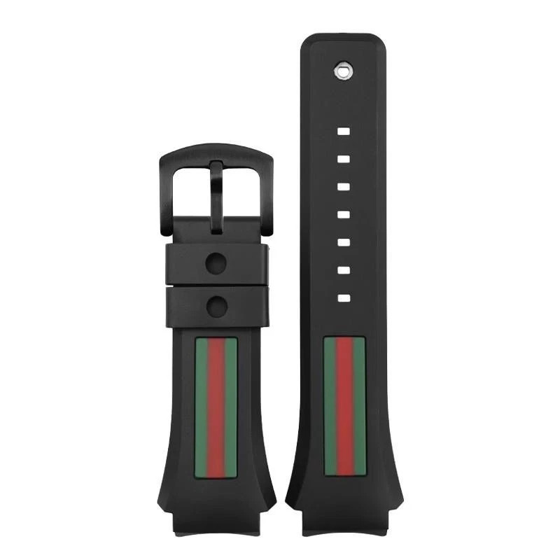 29x21mm Watch Black Rubber Strap Fits For Gucci YA137107A Silicone Band+Tools