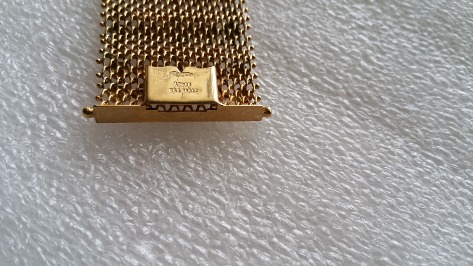Vintage Italian Mesh Bracelet 18k Gold Charm Wide Yellow Woven Men Women Old