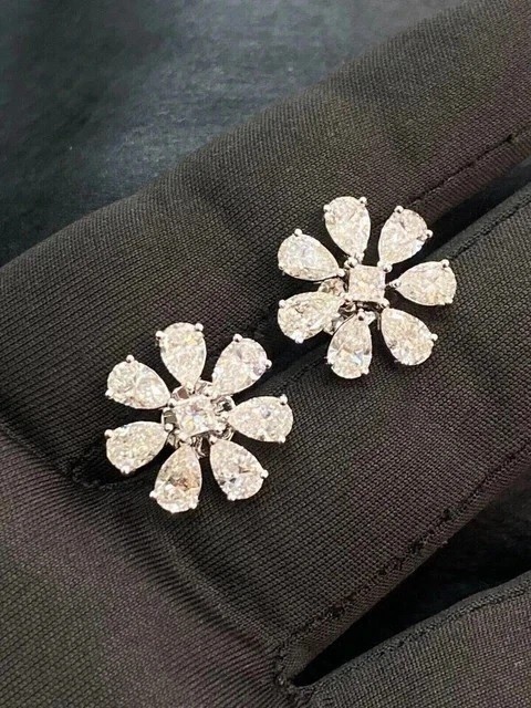 Lab Grown 2.50CT Diamond Wedding Stud Earrings in 14K White Gold Push Back