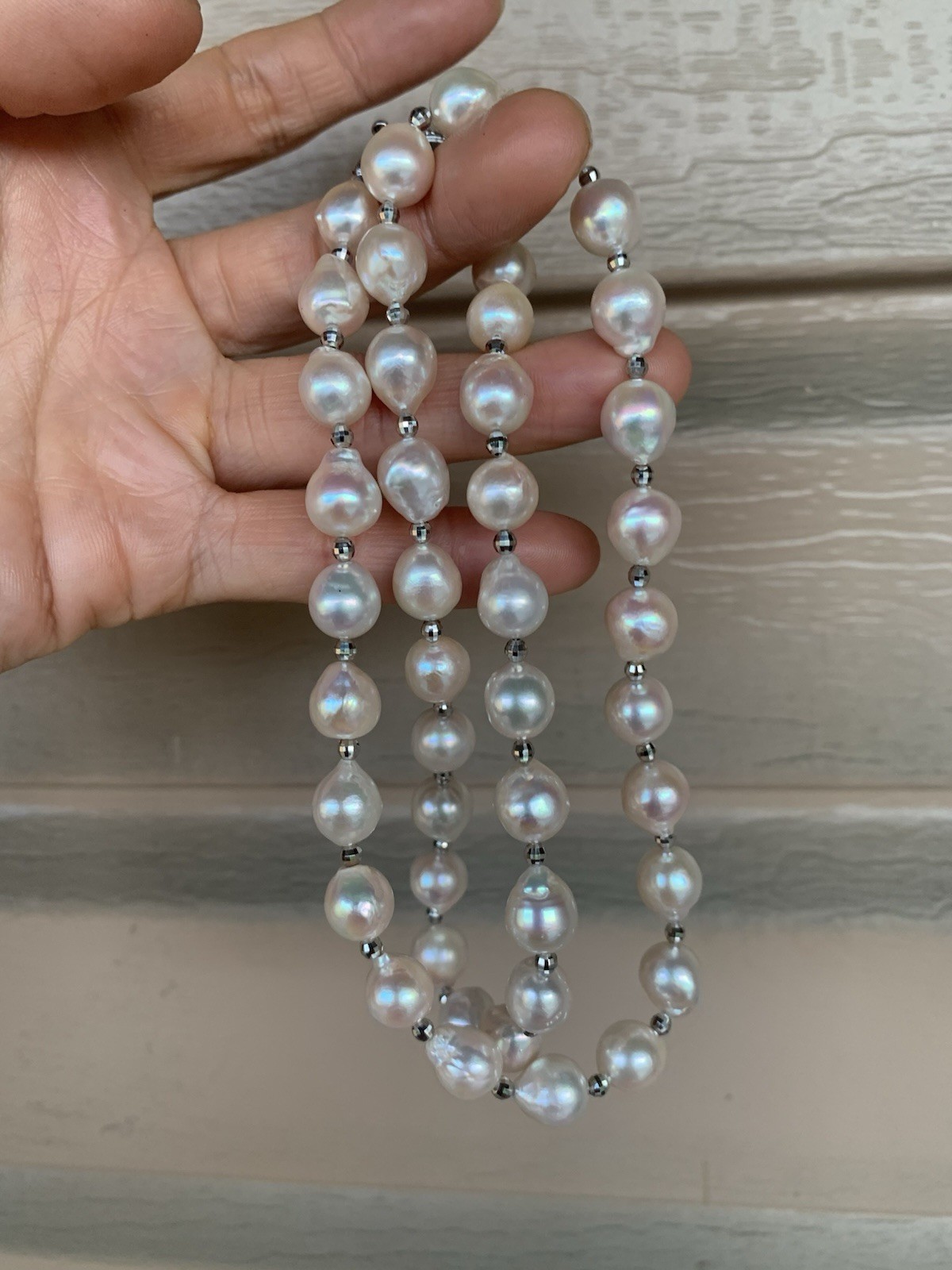 NEW 24” south sea saltwater Pearl beaded necklace 9mm baroque