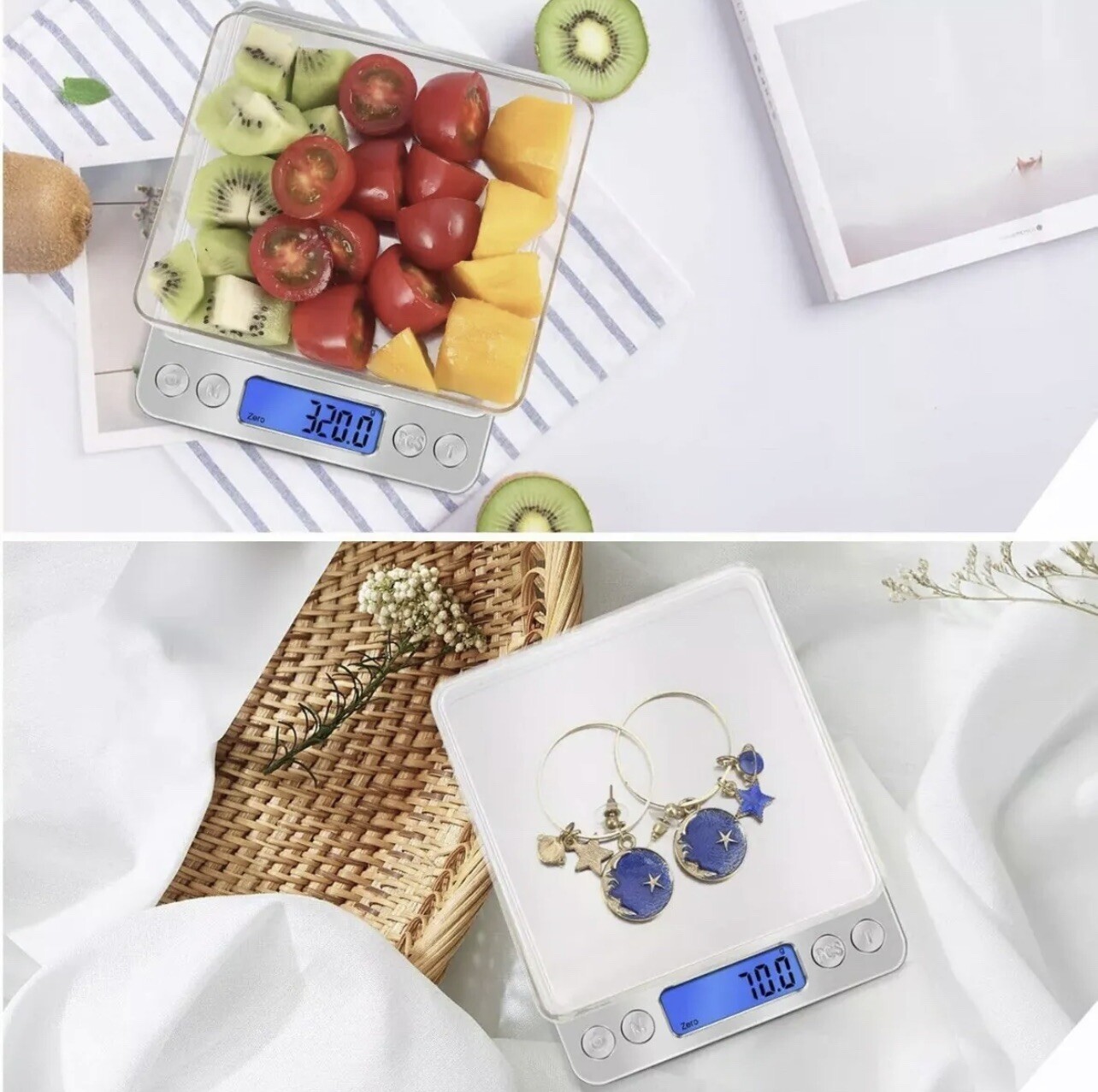 Digital Kitchen Food Scale Weight Balance in Pounds, Grams, Ounces,& KG