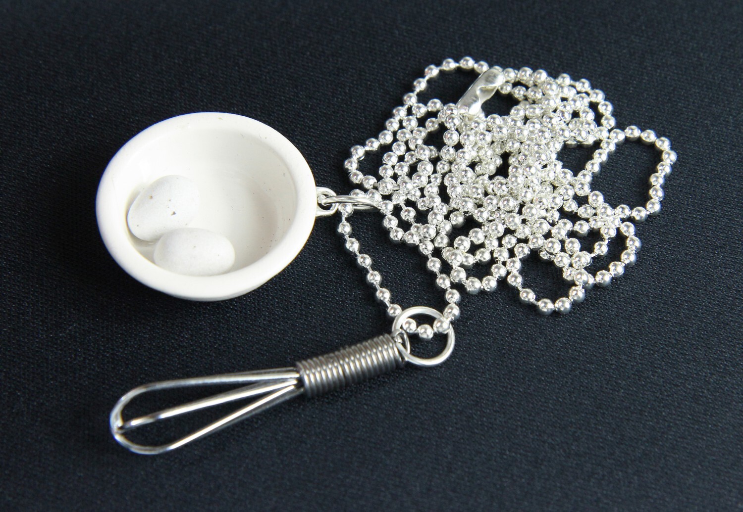 Set Necklace Miniblings 80cm Whisk Eggs Cook Kitchen White