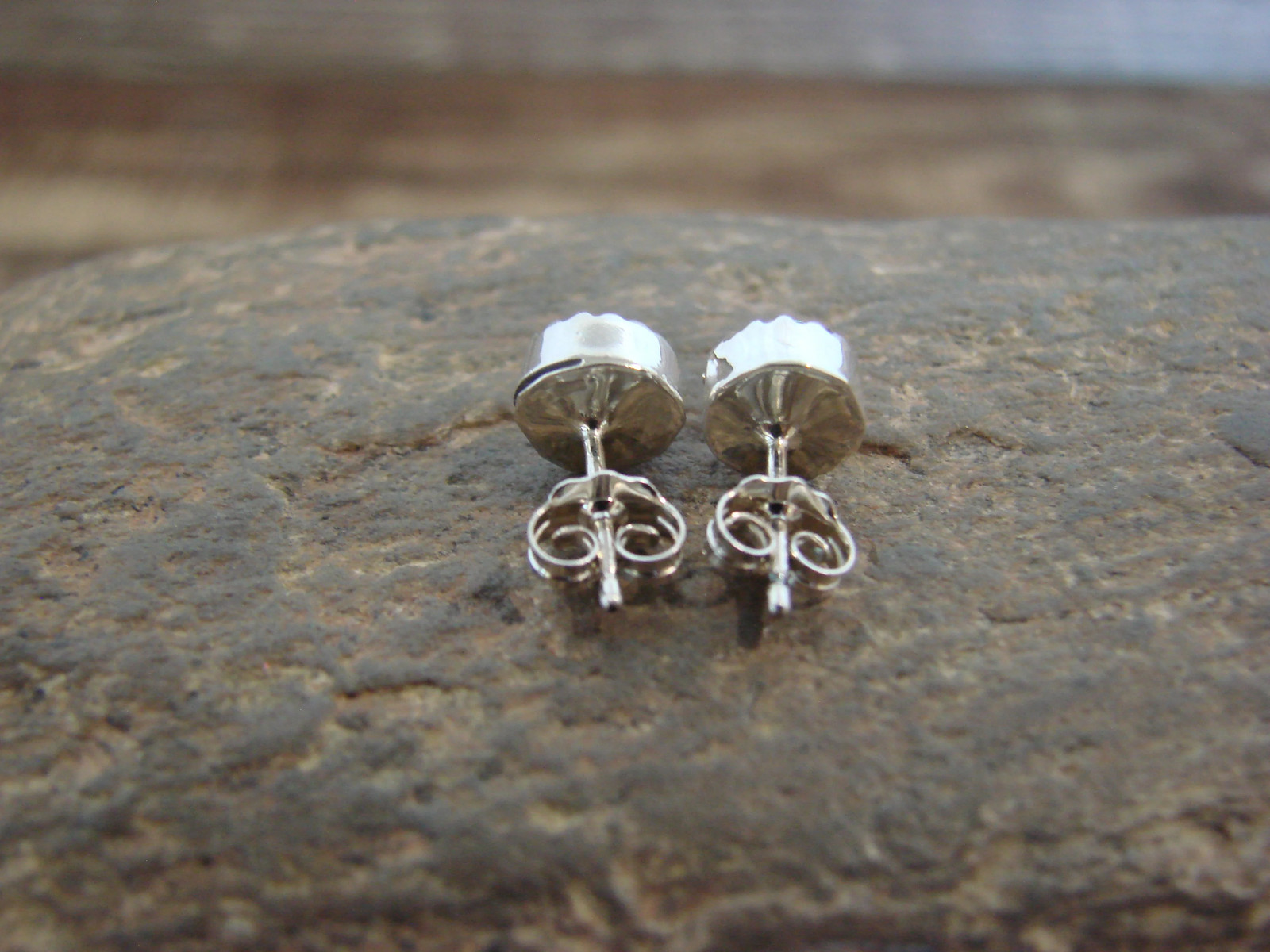 Native American Sterling Silver 1/4″ Round Pink Opal Post Earrings by Martinez