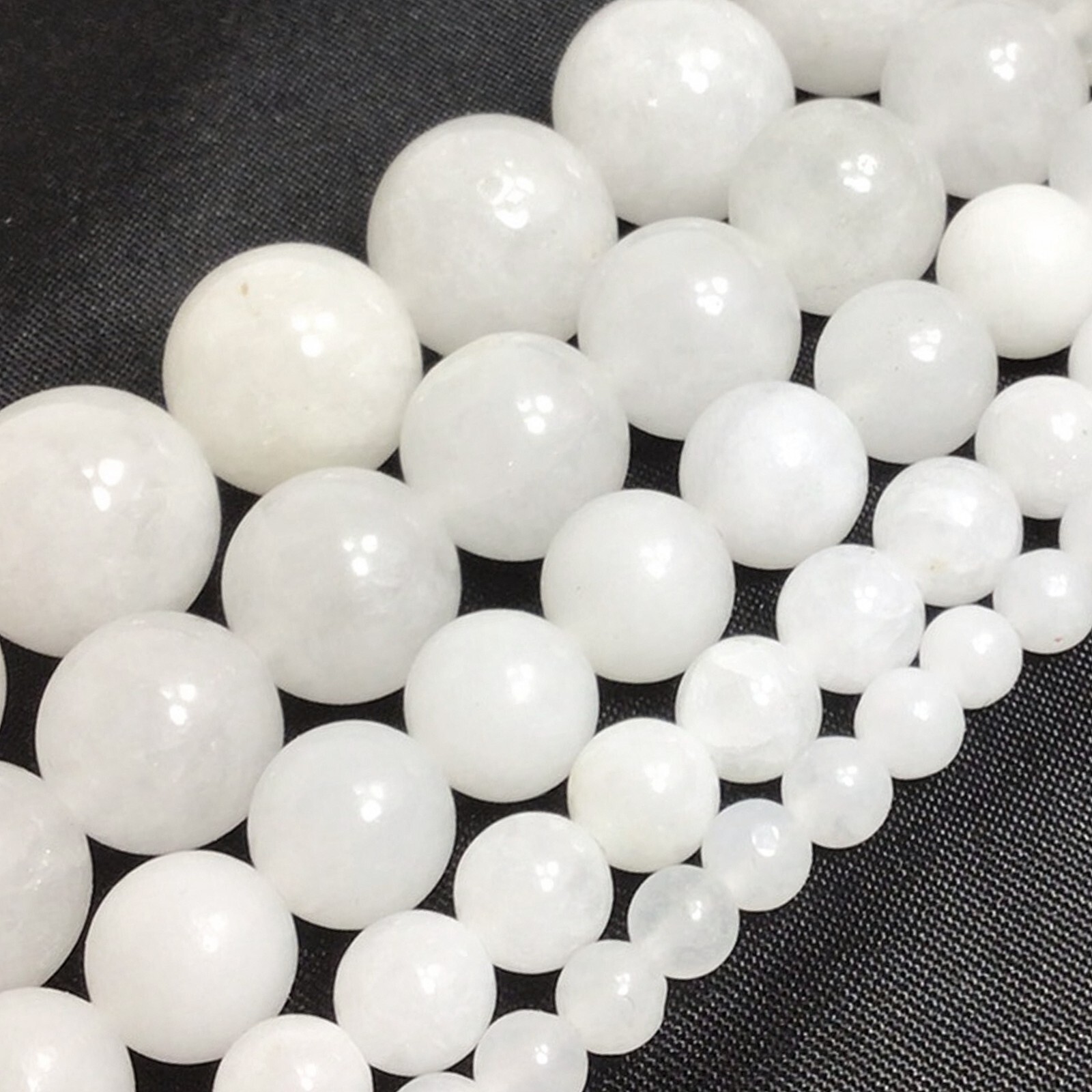 White Jade Round Beads 15″ strand 4mm 6mm 8mm 10mm 12mm Gemstone Natural