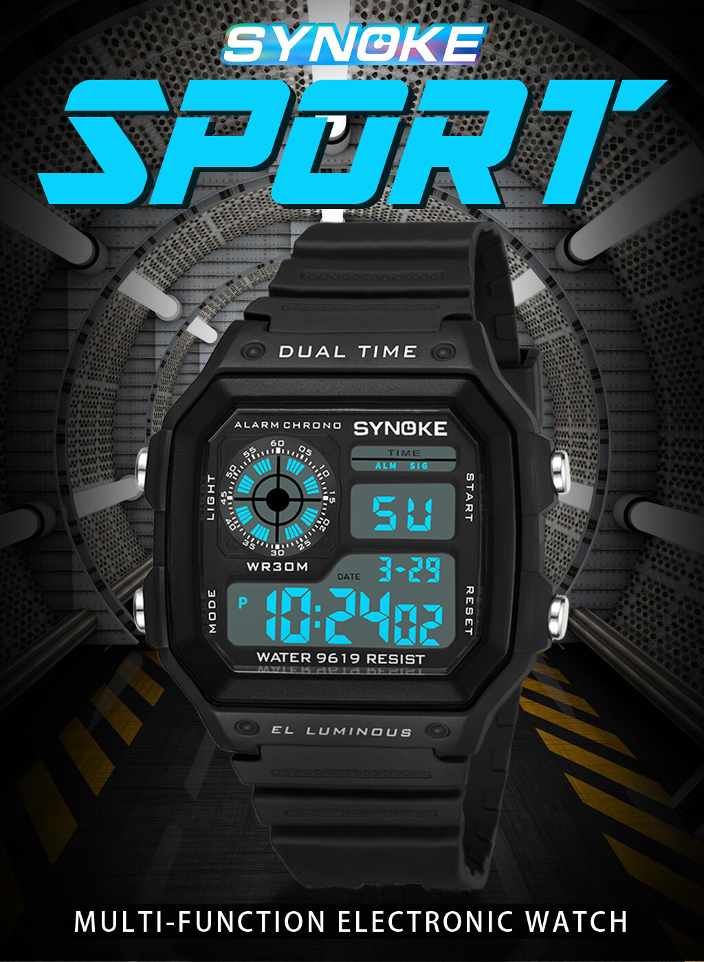 Men’s Military Sports Watch LED Screen Large Digital Face Waterproof Wristwatch