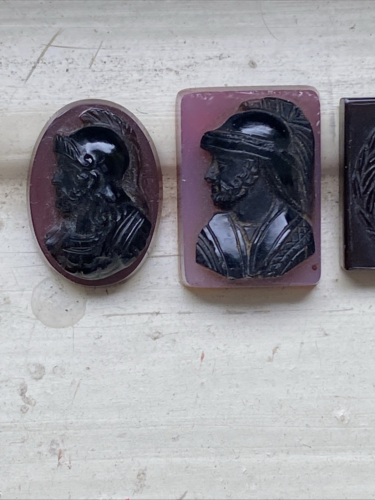 Carved Agate Cameo Intaglio Pieces Brown Black Purple Male Female Heads Jewelry