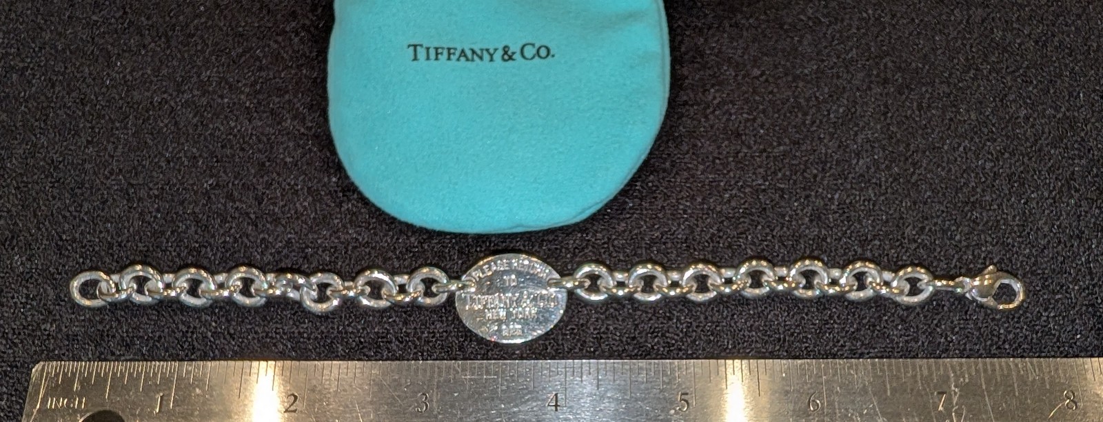 Please Return To Tiffany & Co Oval Tag Charm 7.5″ Bracelet in Sterling Silver