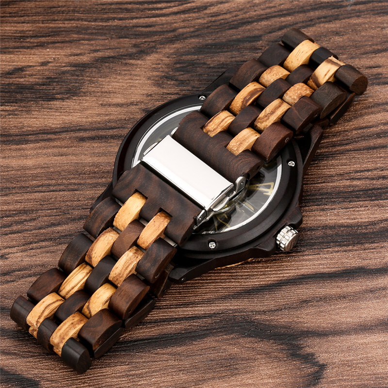 Skeleton Number Dial Wooden Watch Lightweight Eco-Friendly Watches for Men Women