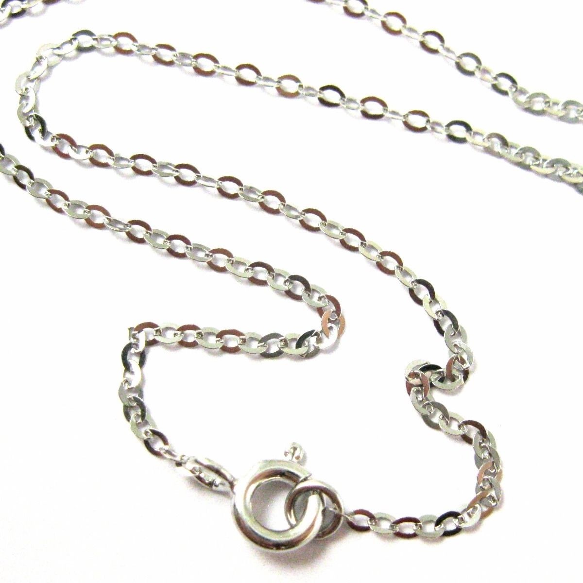 Rhodium plated Sterling Silver Necklace – Light Flat Cable Chain – All Sizes