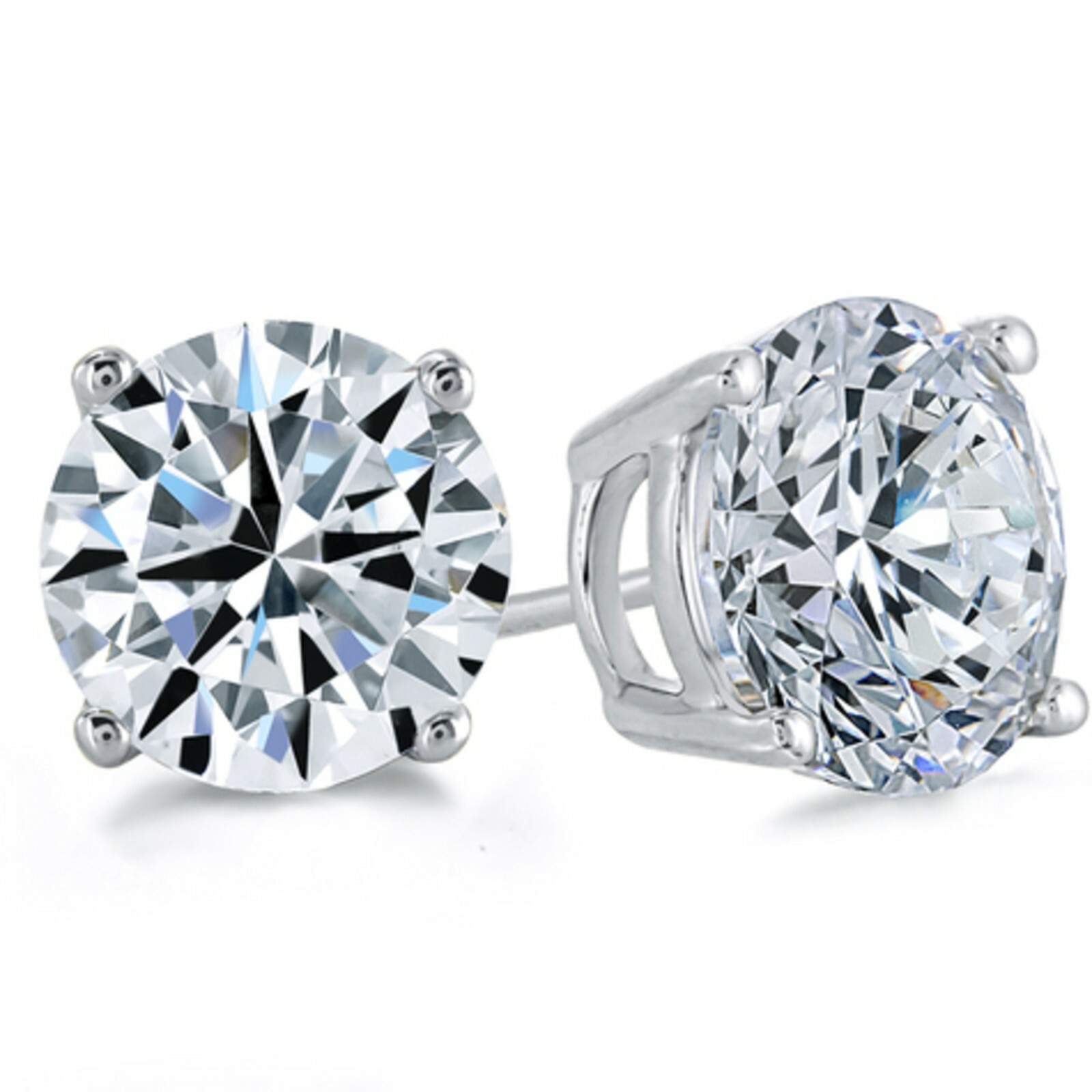 2.75 ct. Moissanite Stud Earrings – Solid 14k White Gold – Stunning & Sparkling