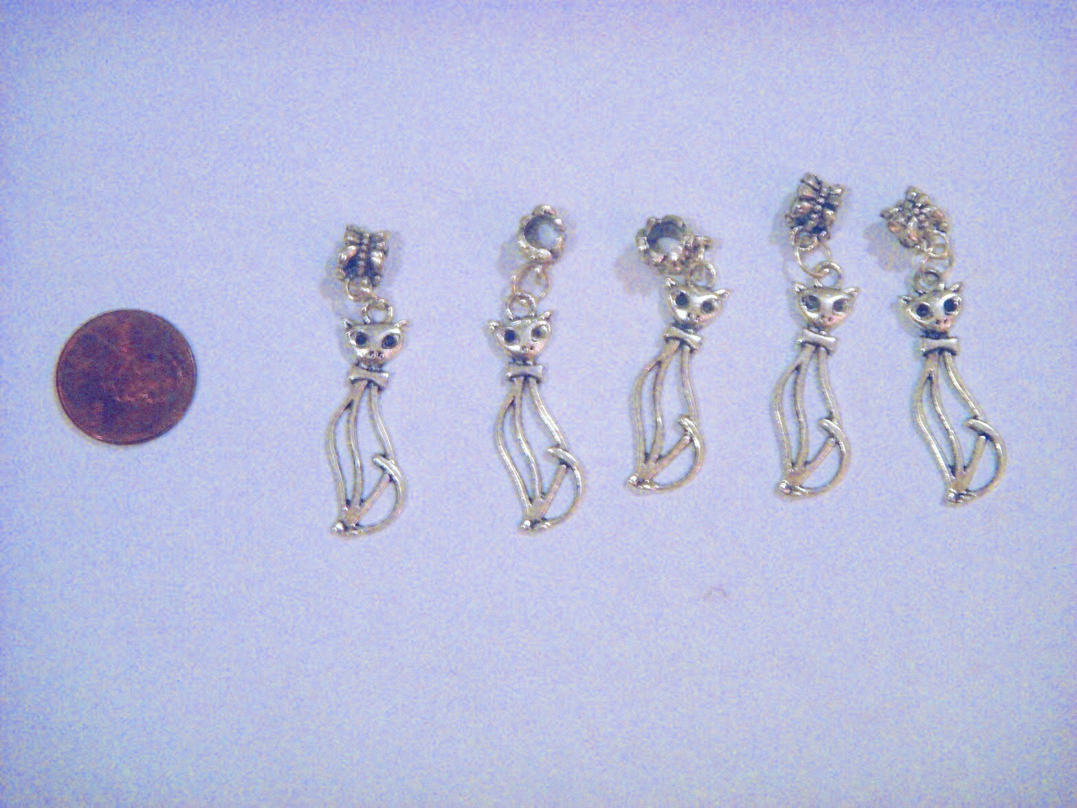 LONG CAT – TIBETAN SLIVER SINGLE CHARM DANGLE FOR BRACELETS OR PENDANTS