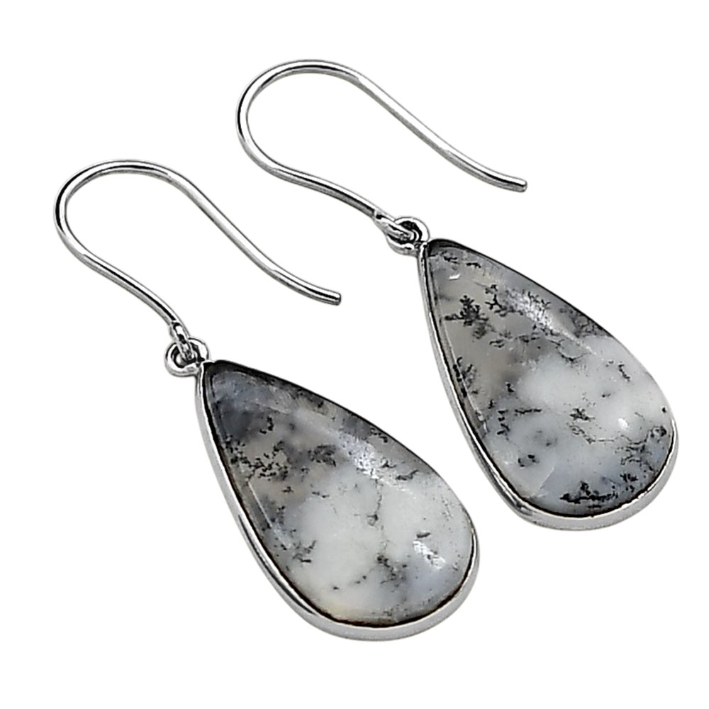 Merlinite Dendritic Opal – Turkey 925 Silver Plated Earrings Jewelry WE58-10007