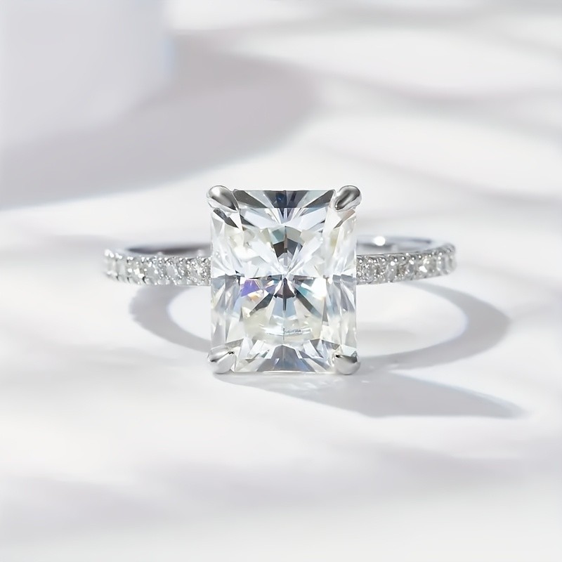 4 Carat Moissanite Ring In Sterling Silver Size 5 6 7 9 For Women