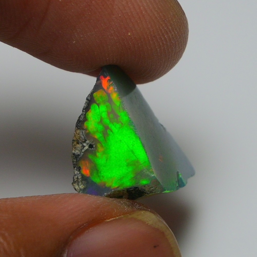 5.4 ct Natural Black Opal Rough Ethiopian, Fire Opal Gemstone, 15x12MM Welo Opal