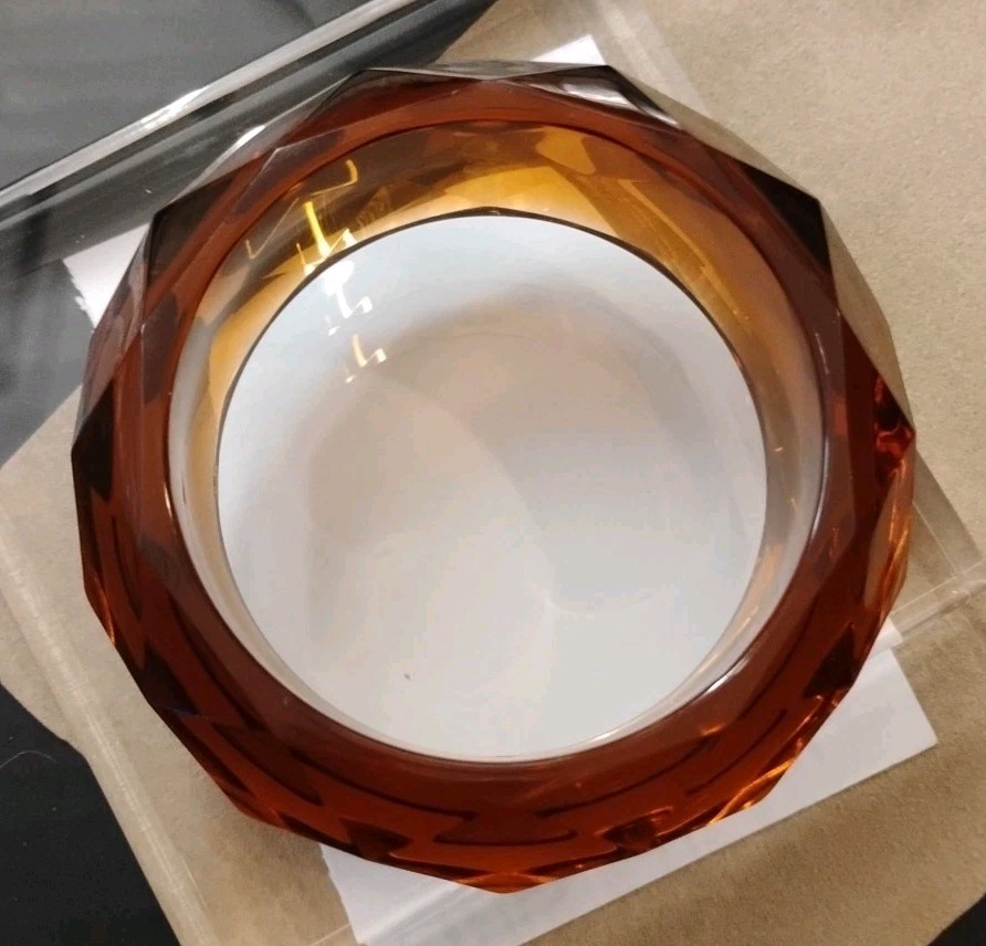 CHUNKY! Root Beer Toned Faceted Brown Acrylic/Lucite Bangle Bracelet, Nice!