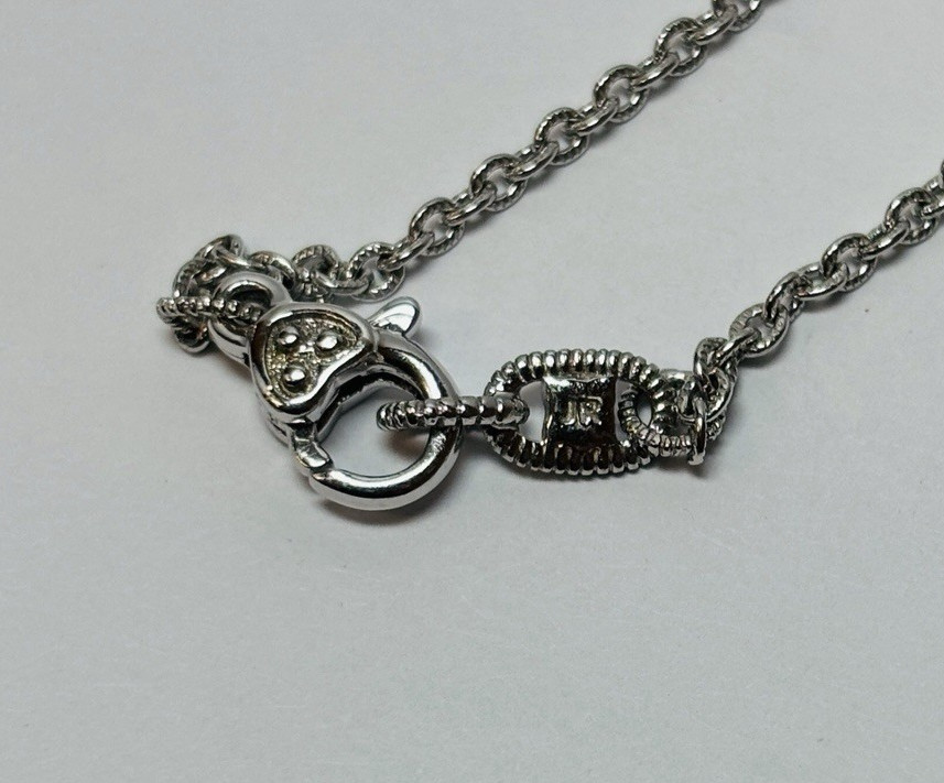 Judith Ripka Sterling 925 Silver Rolo Link Chain Necklace 17in -.14