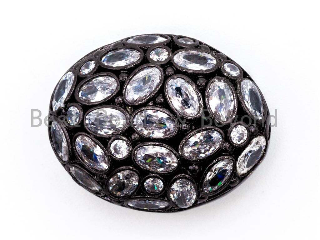 CZ Micro Pave Large Oval Spacer Beads, 25mm/18mm Jewelry Making, 1pc, sku#G303
