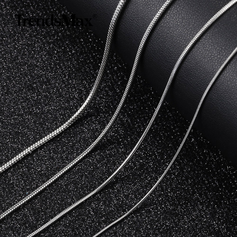 USA 1.6/2.0mm Silver Solid Stainless Steel Round Snake Chain Necklace Unisex