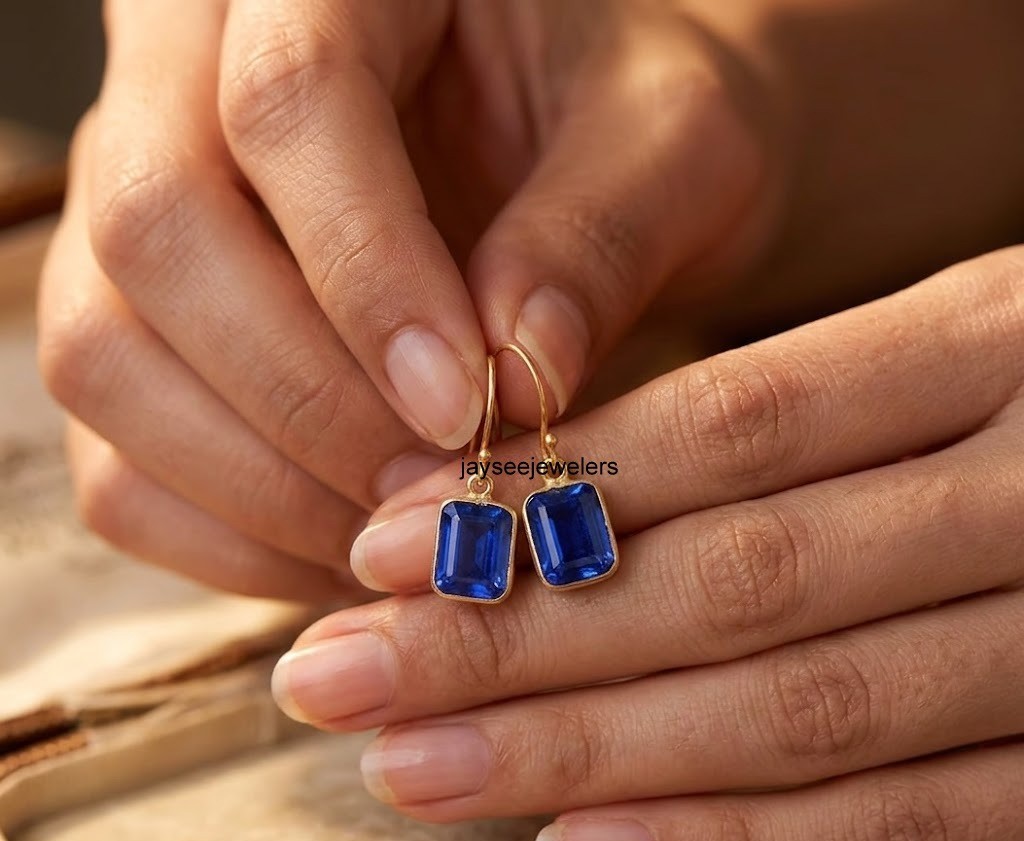925 Sterling Silver Sapphire Gemstone Earring Jewelry Gift For Valentine’s Day