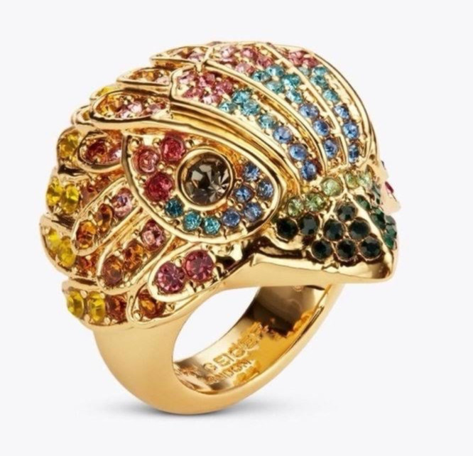Kurt Geiger London Eagle Heart Crystal Pave Cocktail Ring Sz 7 NIB $148 KG pouch