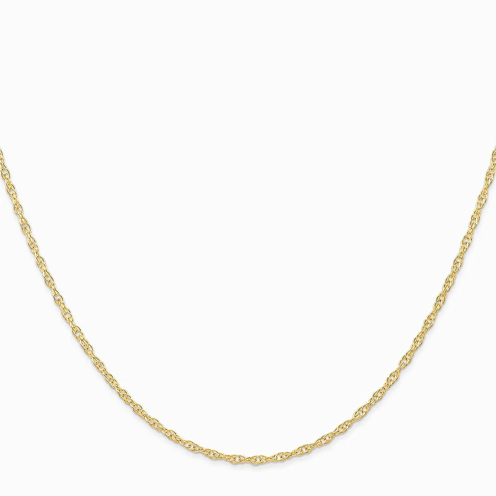 14K Yellow Gold 1.35mm Carded Cable Rope Chain Necklace 16″-24″