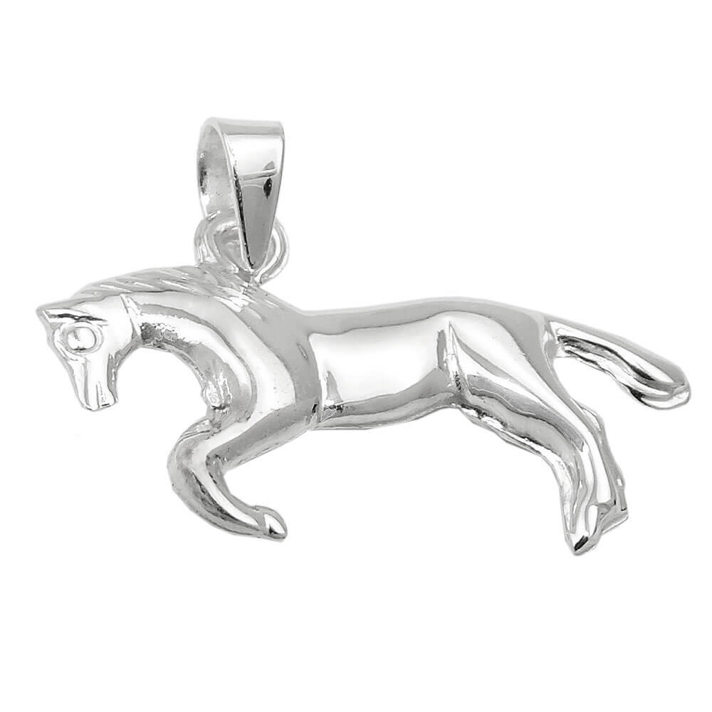 Genuine 925 Silver Shiny Jumping Horse Pendant 12x23mm