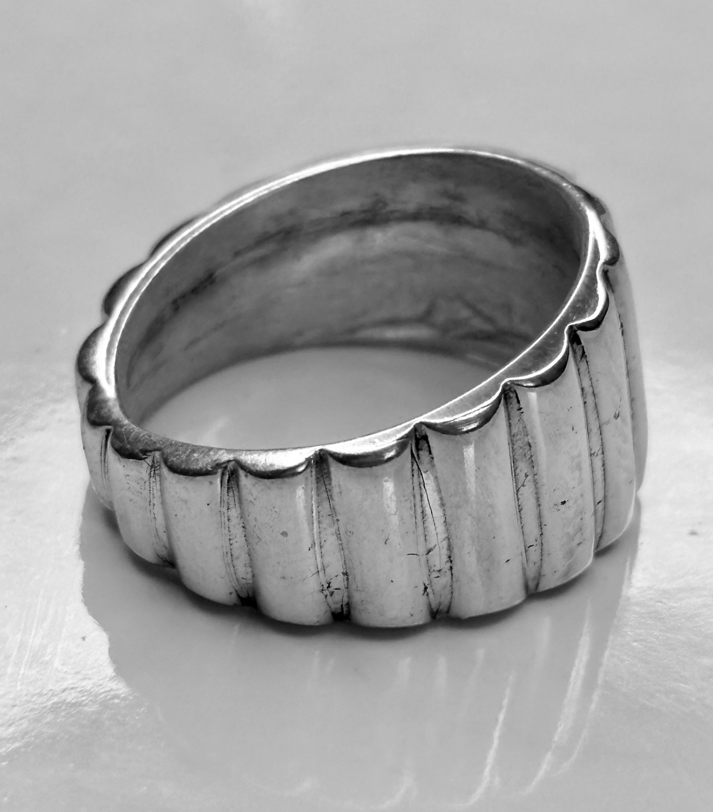 pure Silver Ribbed Band Ring 999.Pure Fine Silver Bold Design