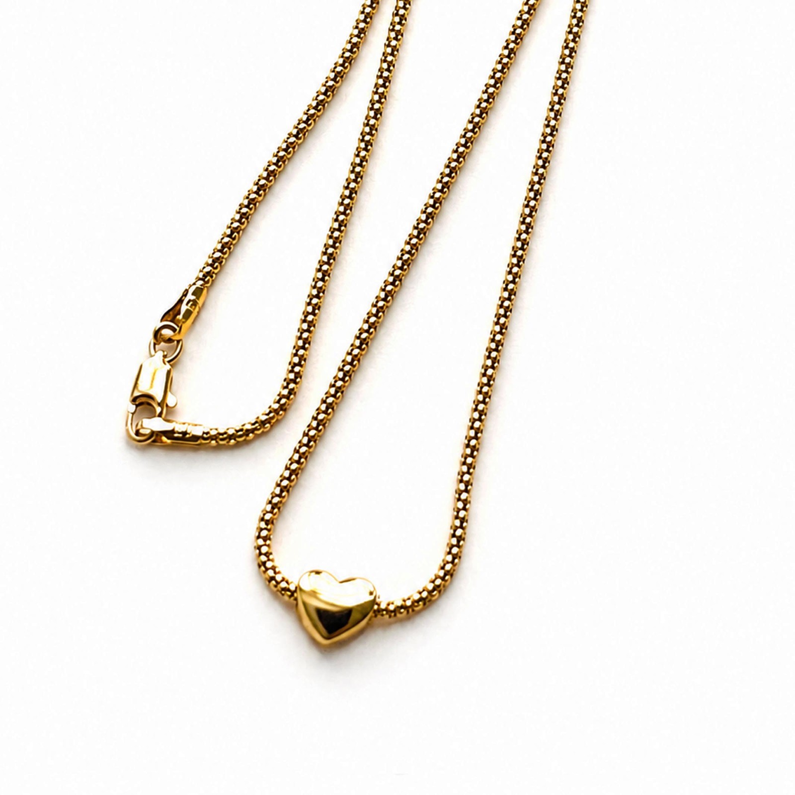 14K Gold Heart Necklace Vintage UnoAErre Italy 585 1AR 17″ 4.53g Estate Jewelry