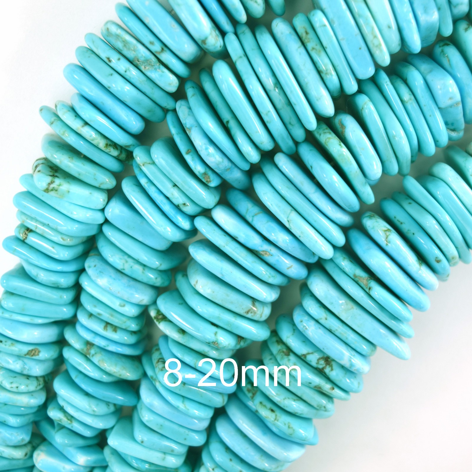 8-20mm graduated blue turquoise irregular heishi disc beads 15″ strand