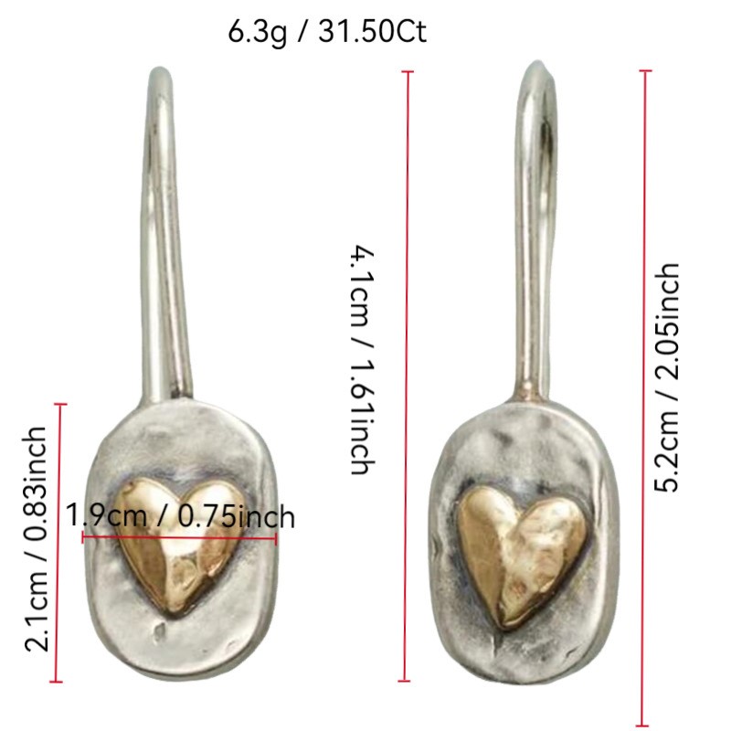 Women’s Retro Heart Ear Hook Elegant Alloy Earrings Fashion Jewelry Gift