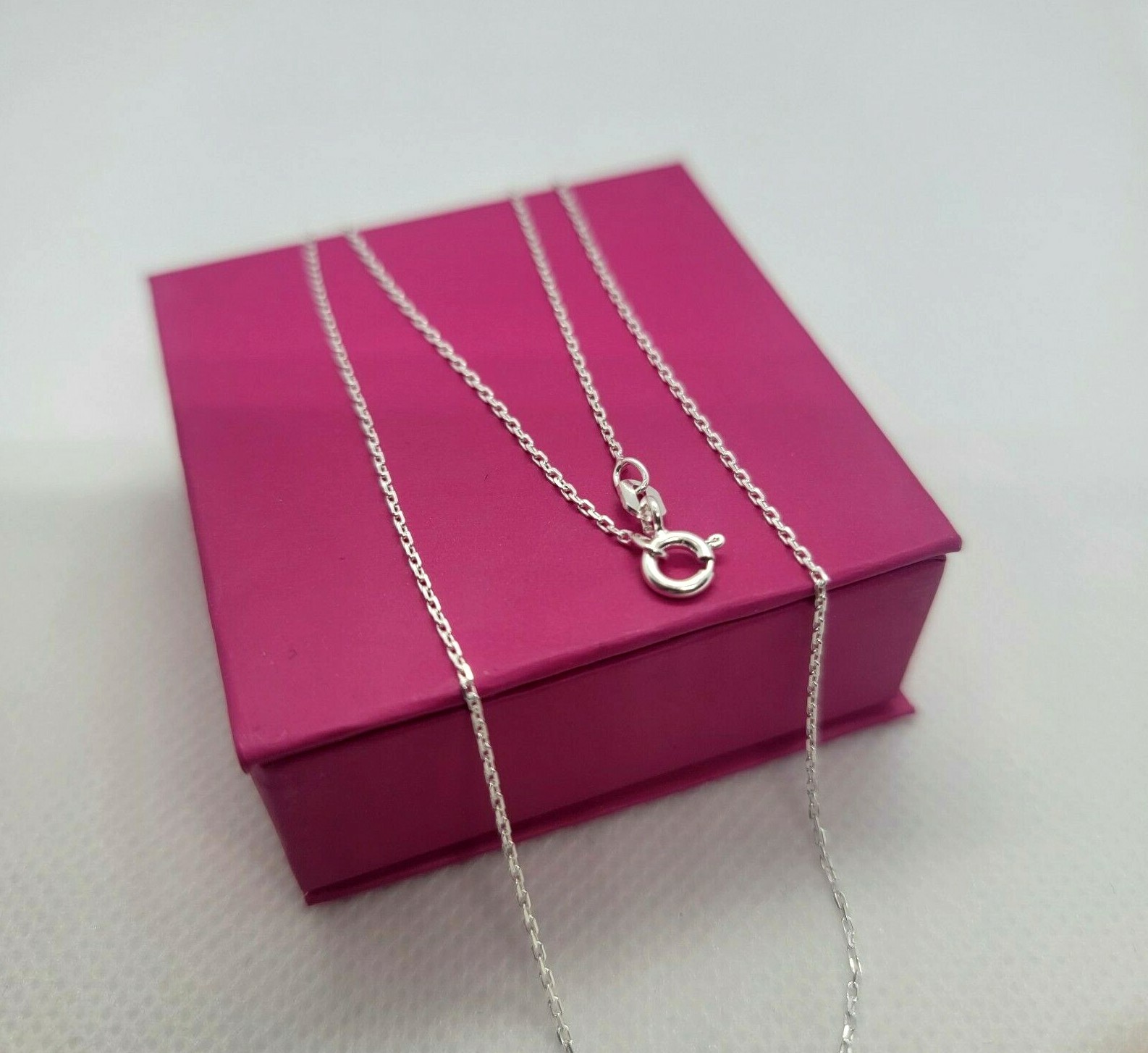 925 Sterling Silver Very Thin Fine Boston Link Chain Necklace 1mm 16 18 24 inch