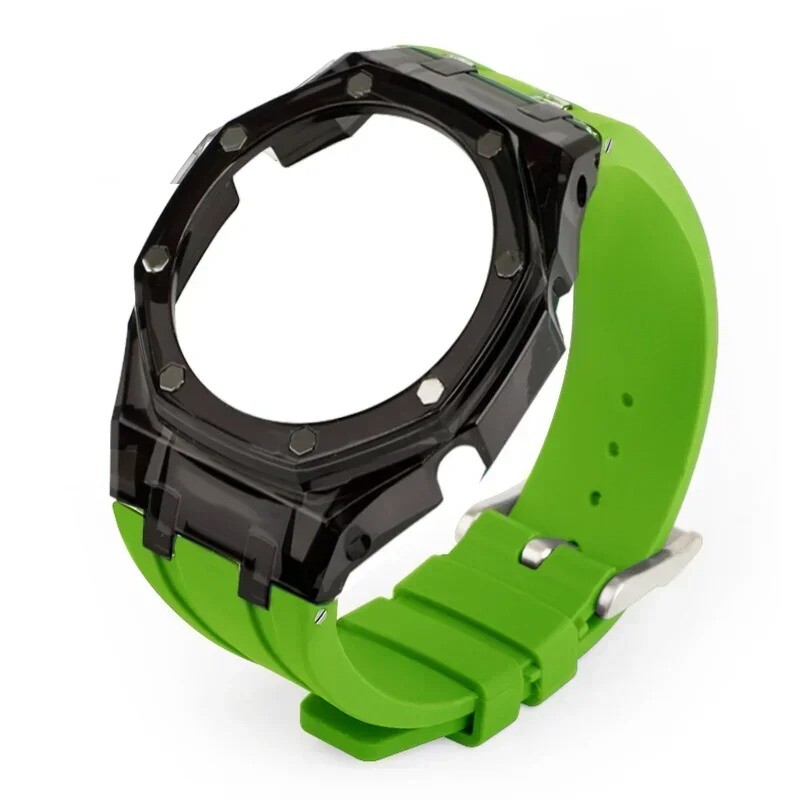 Transparent Case Bezel With Rubber Band Strap Mod Kit For Casio GA2100/GA2110