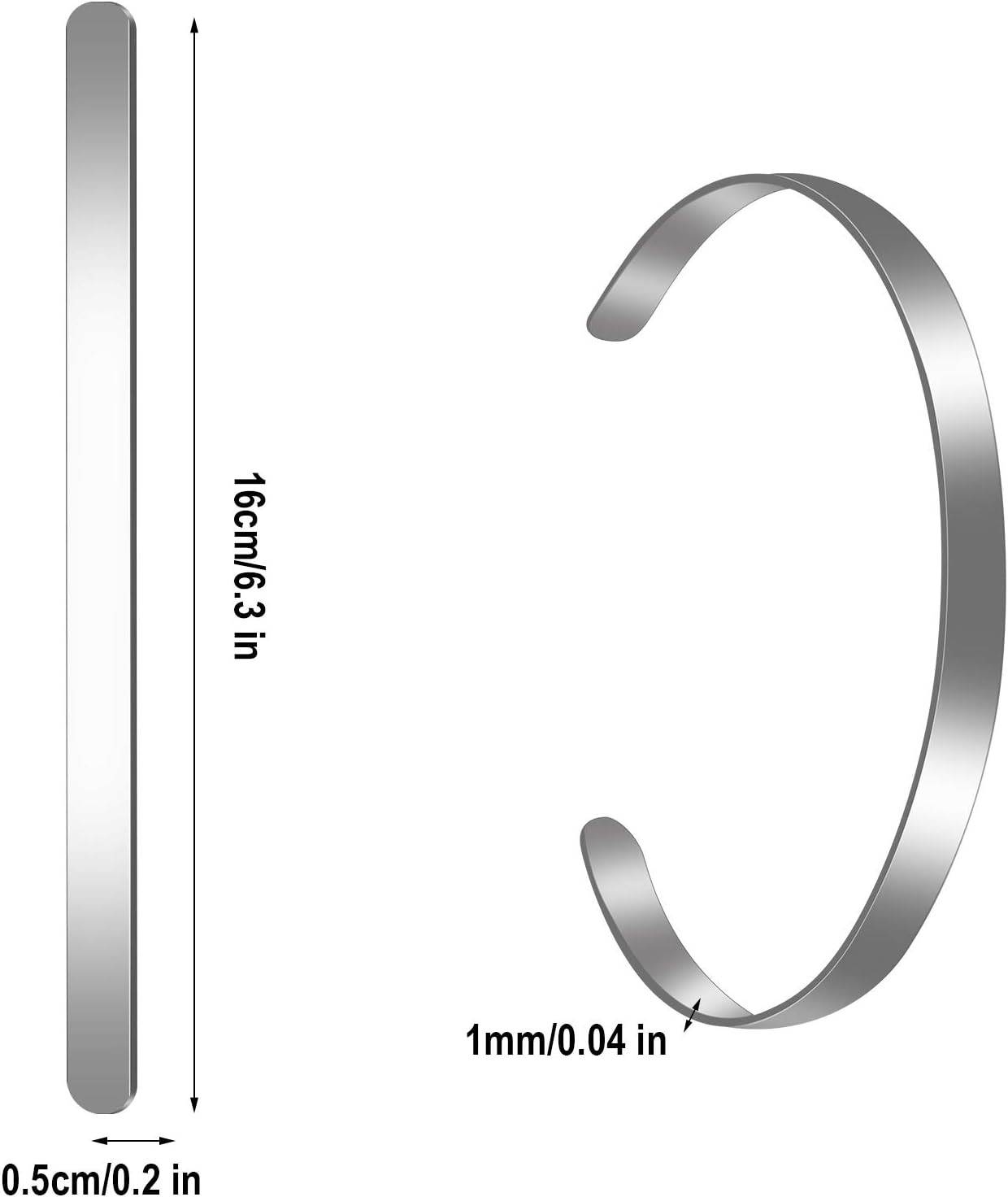 18 Pieces Bracelet Blanks Adjustable Cuff Bangle Bracelet Stainless Steel Blank