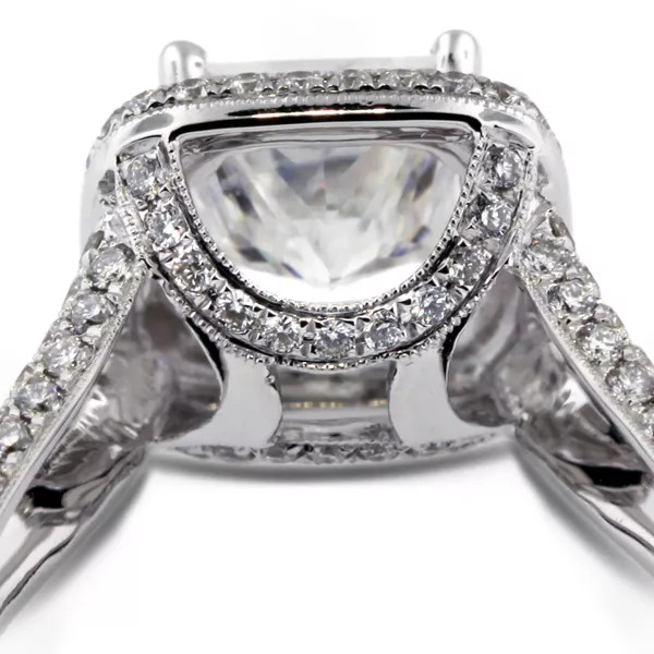 Engagement Ring 18K White Gold Halo Princess 3.04 Carat Lab-Grown Diamond G VS1