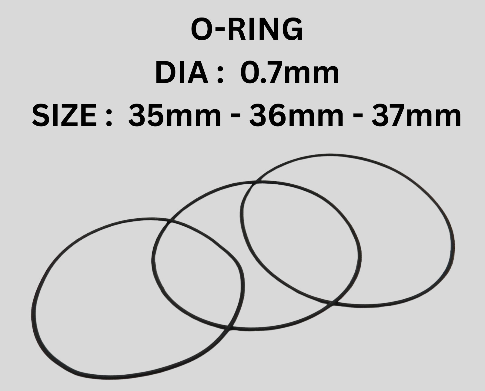 Rubber Watch Case Back O Ring Round Gasket 35mm – 36mm – 37mm Thick 0.7mm