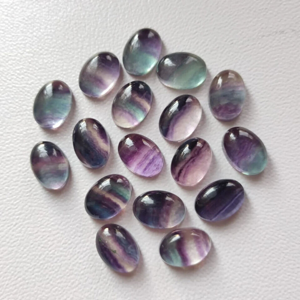 [WHOLESALE] NATURAL RAINBOW FLOURITE CABOCHON OVAL SHAPE LOOSE GEMSTONE