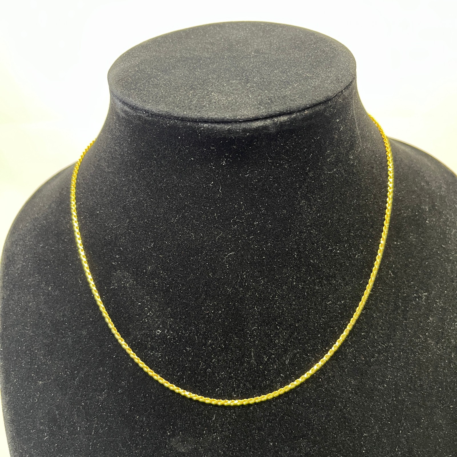 18inch 14K Milros Italian Yellow Gold 1MM Rope Link Chain Necklace, 4+ grams