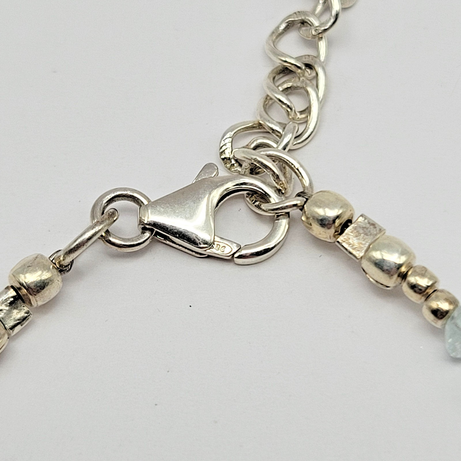 Sterling Silver 7.5mm Pearl Briolette Aquamarine Bracelet or Anklet ~ 9.5″