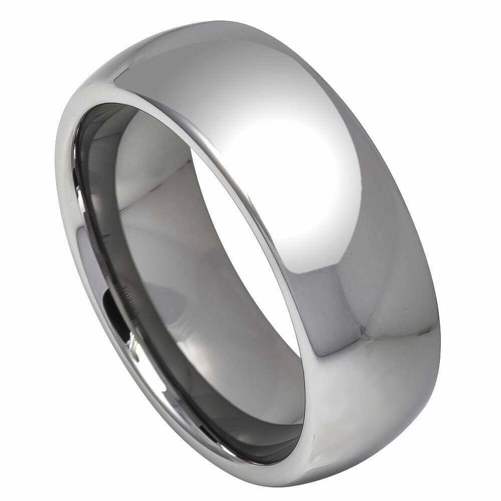 MTERO Tungsten Carbide 8mm (5/16in) High Polish Domed Comfort Wedding Band Ring