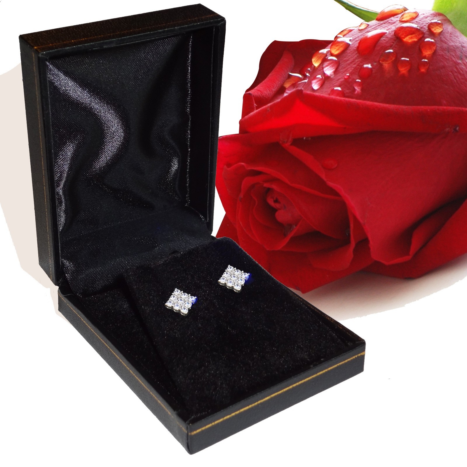 1.0 Ct Princess cut MOISSANITE Studs Earrings Solid 14k Yellow Gold Screwbk Gift