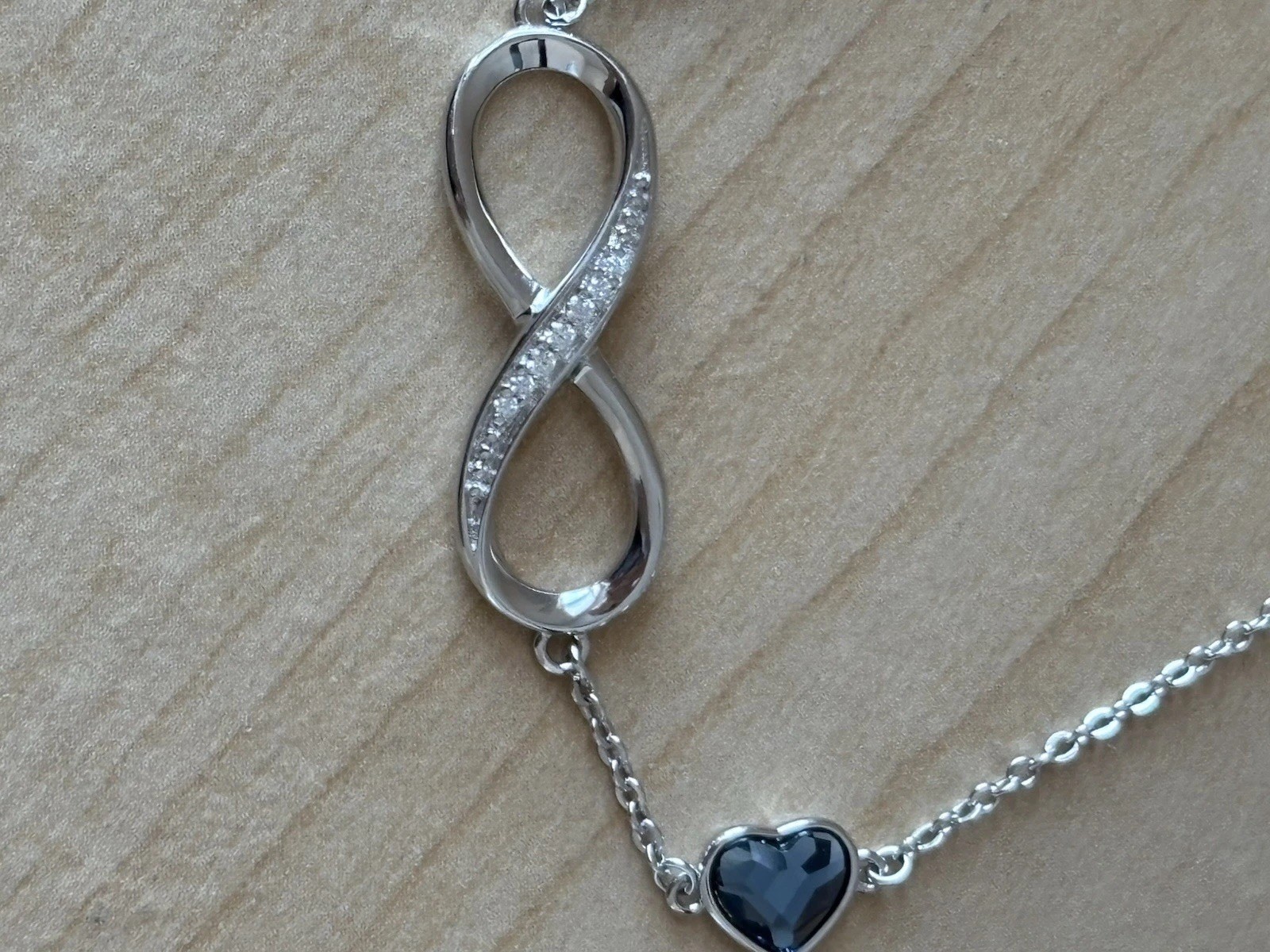 925 bracelet Infinity Heart Birthday Charm Link / Fits Size 7-9 In Wrist