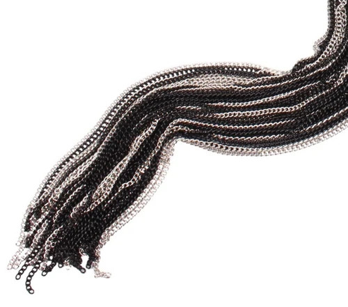 Black Haute Couture Silver Chain Long Lariat Tassel Necklace Fashion Jewelry