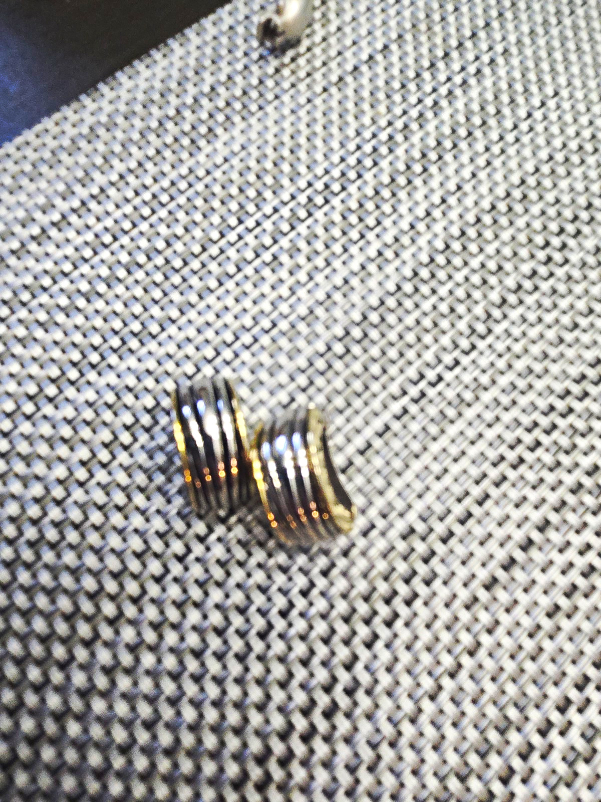 Clip On Gold And Silver Tone Ribbed Hoop Earrings