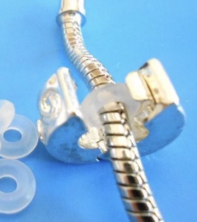 12pc-White/Clear Silicone Rubber Stopper Rings Spacer Bead Fit European Bracelet