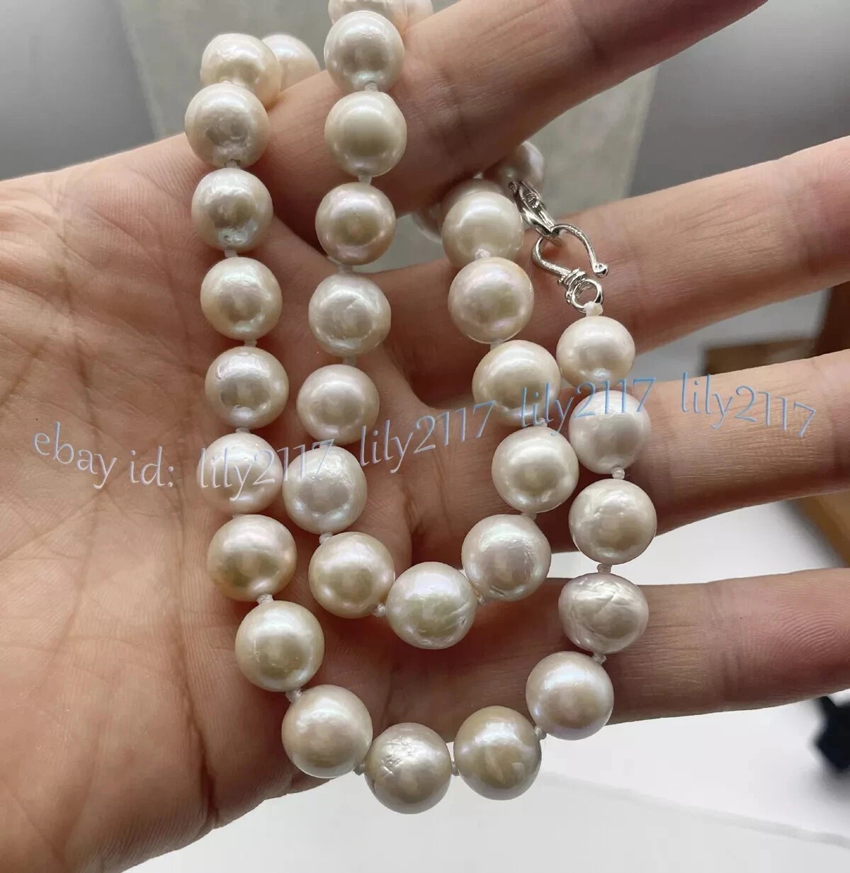 Natural Pearl 10-11mm Genuine White South Sea Pearl Round Beads Necklace 16-36”