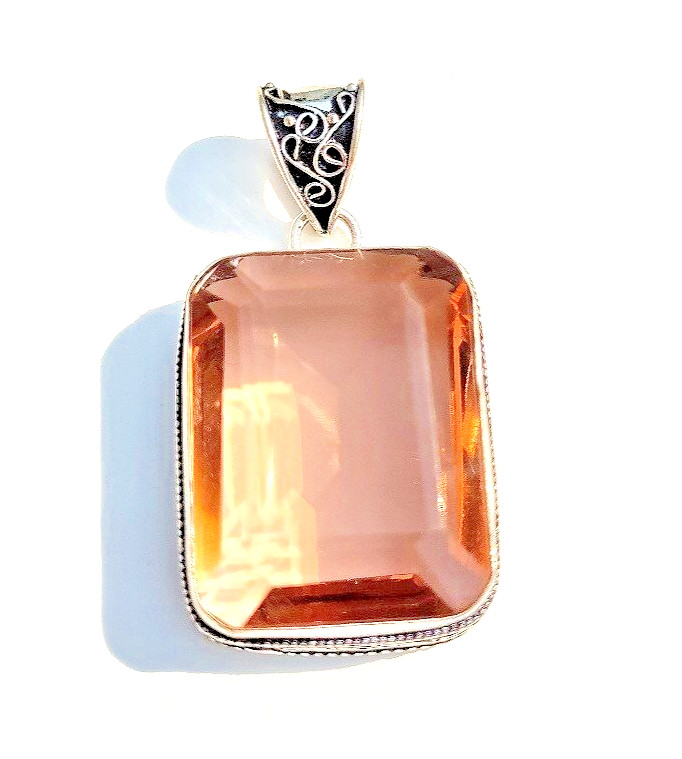 Morganite Gemstone 925 Sterling Silver Ethnic Handmade Jewelry Pendant 2.10″