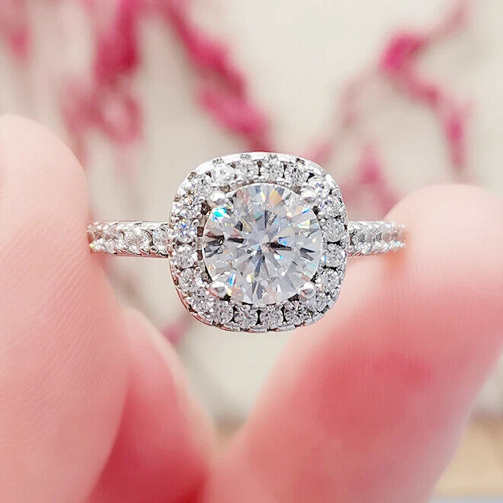 2.00Ct Round Cut Lab Created Moissanite Ring For Her 14K White Gold Plated