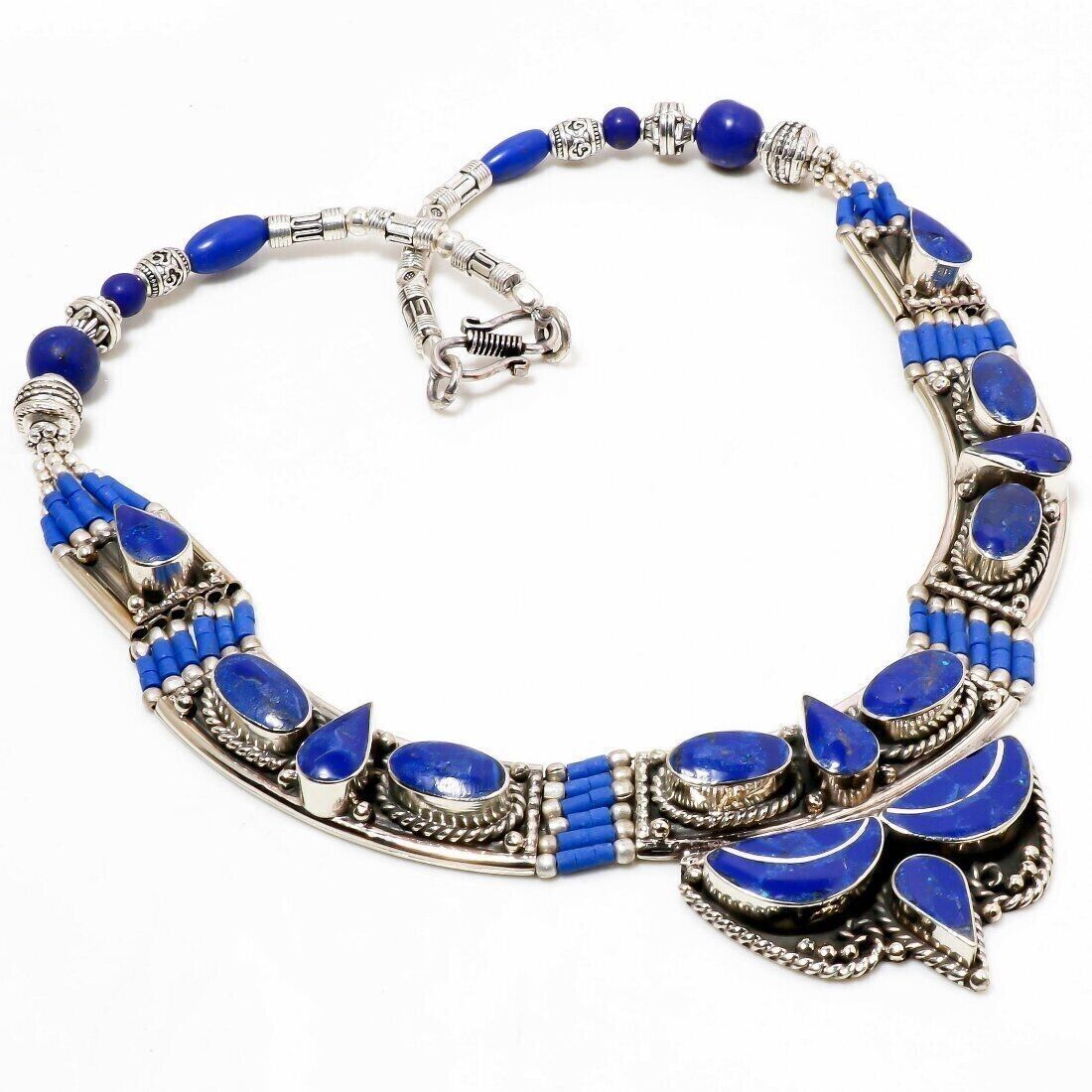 Lapis Lazuli Gemstone Tibetan Necklace Nepalese Handmade Nepali Jewelry 18″ N25