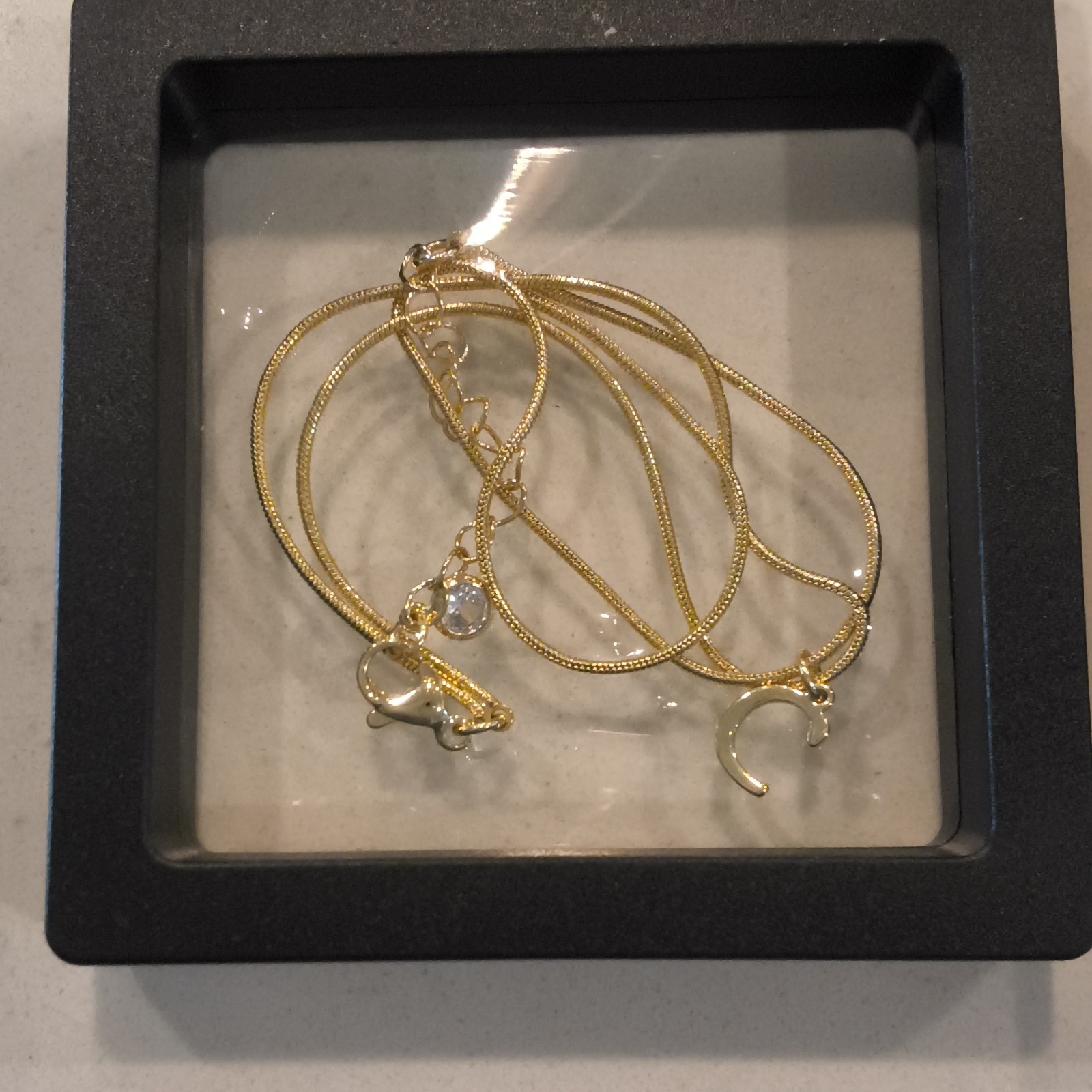 DEARMAY Gold Tone Clear Crystal Bracelet, Letter C